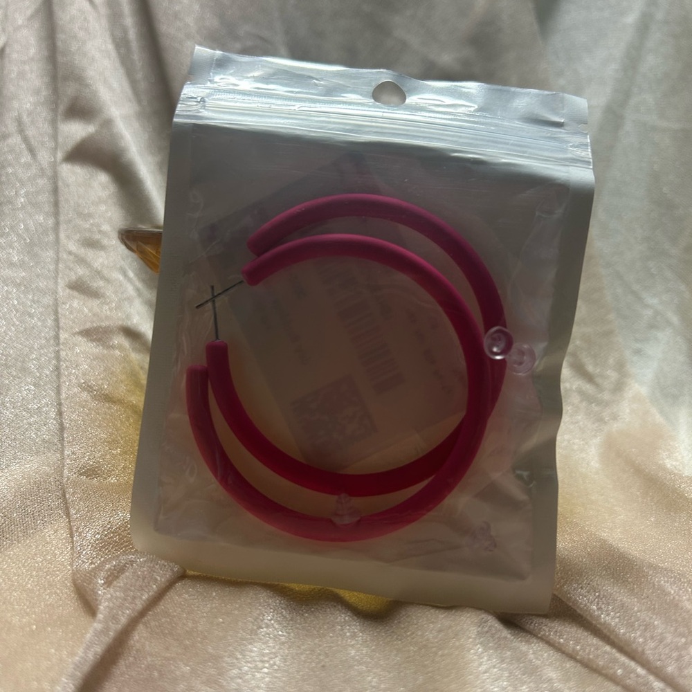 Bright Pink Hoop Earrings - Packaged Resin Hoops